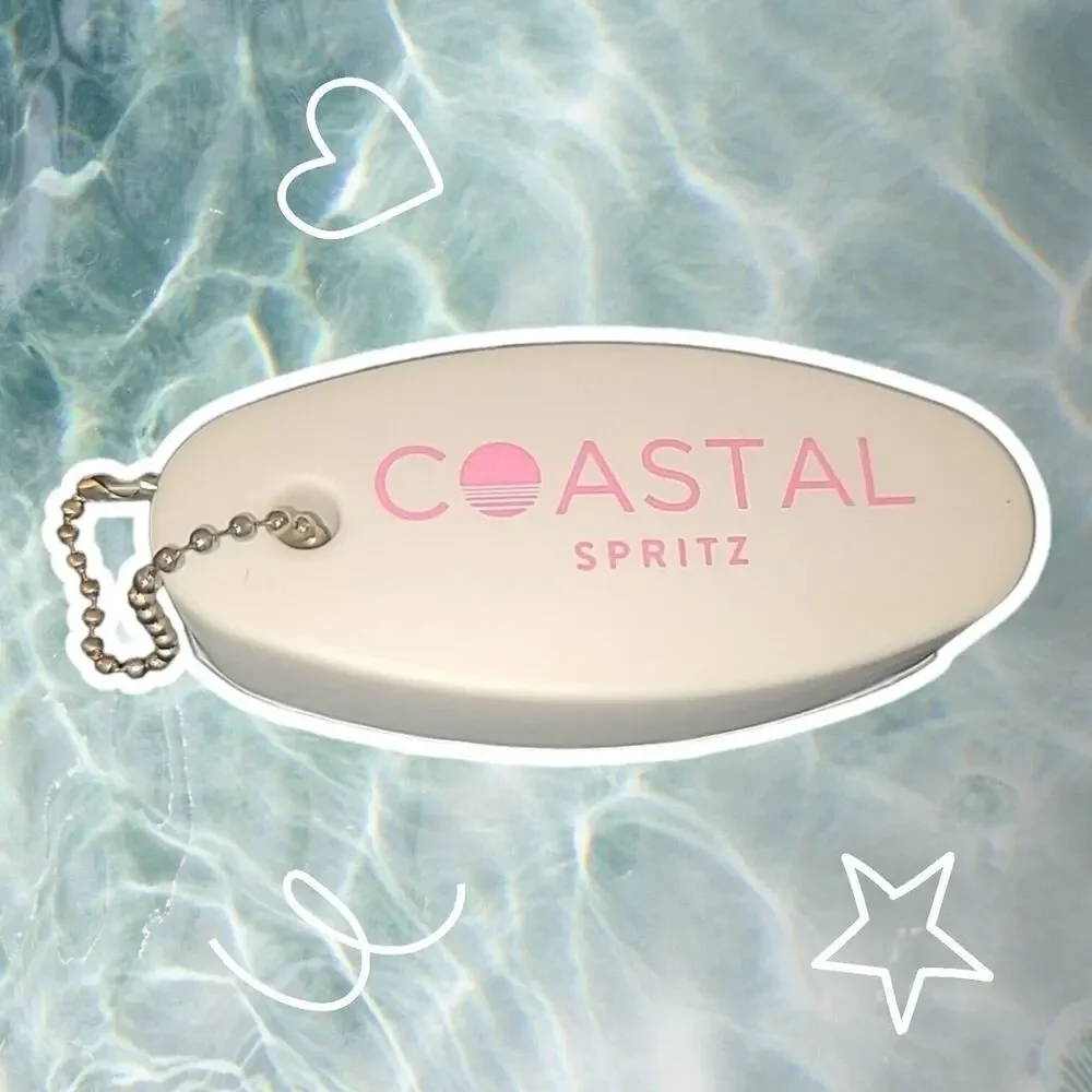 Coastal Spritz Wine In A‎ Can Promotional Floating Boat Keychain Foam White Pink